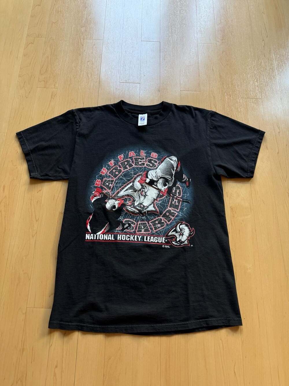 90s Buffalo Sabres Goat Head NHL Hockey Graphic T-Shirt